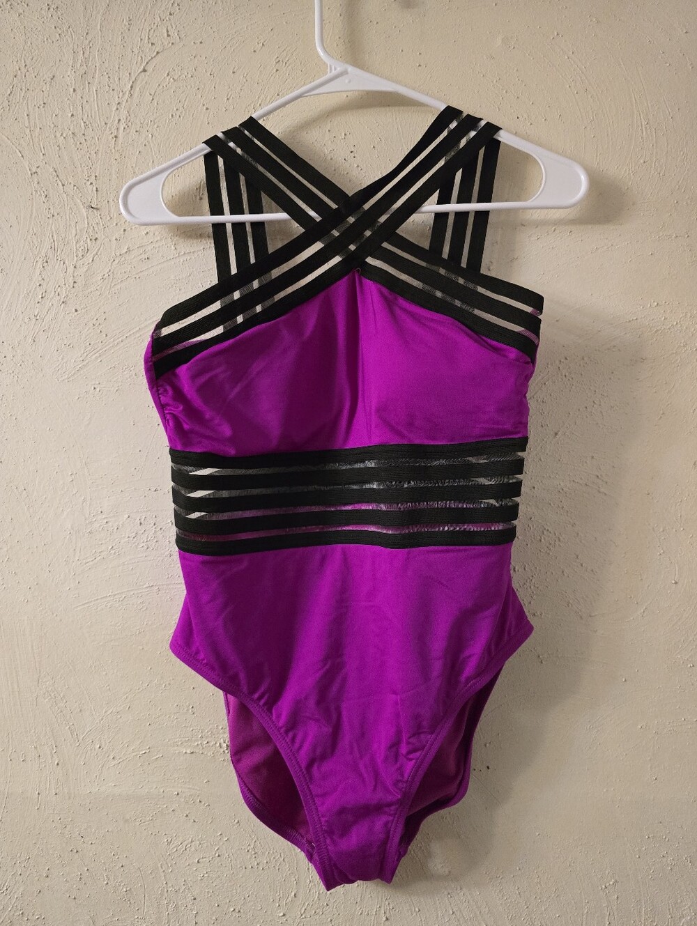 Kenneth Cole Purple One-Piece Swimsuit with Black Straps